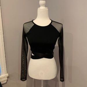 Bebe Black Mesh Crop Top